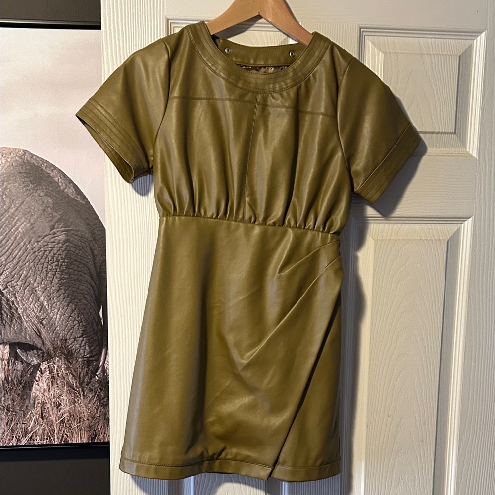 Habitual Olive Faux Leather Dress. Can be worn as a top.